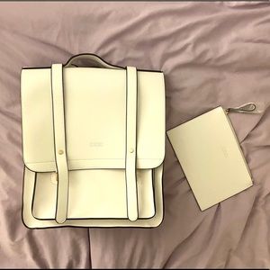 White Leather Backpack | Vintage Look | clutch
